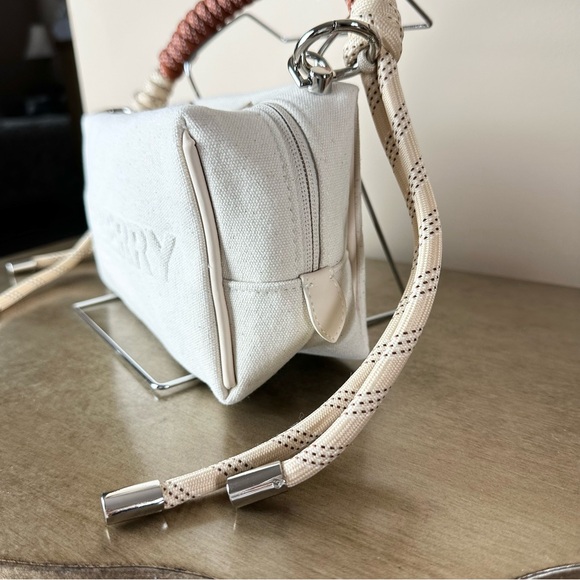 New Burberry Canvas Zip Top Handle Bag Removable Strap Neutral White GWP VIP - Picture 5 of 16